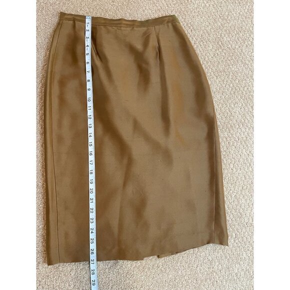 Vintage 90s Y2K 100% Silk Brown Straight Pencil Josephine Chaus Skirt Sz 8 - Picture 6 of 8